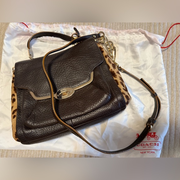 Coach Brown and Tan Leather Shoulder Bag - Picture 7 of 9